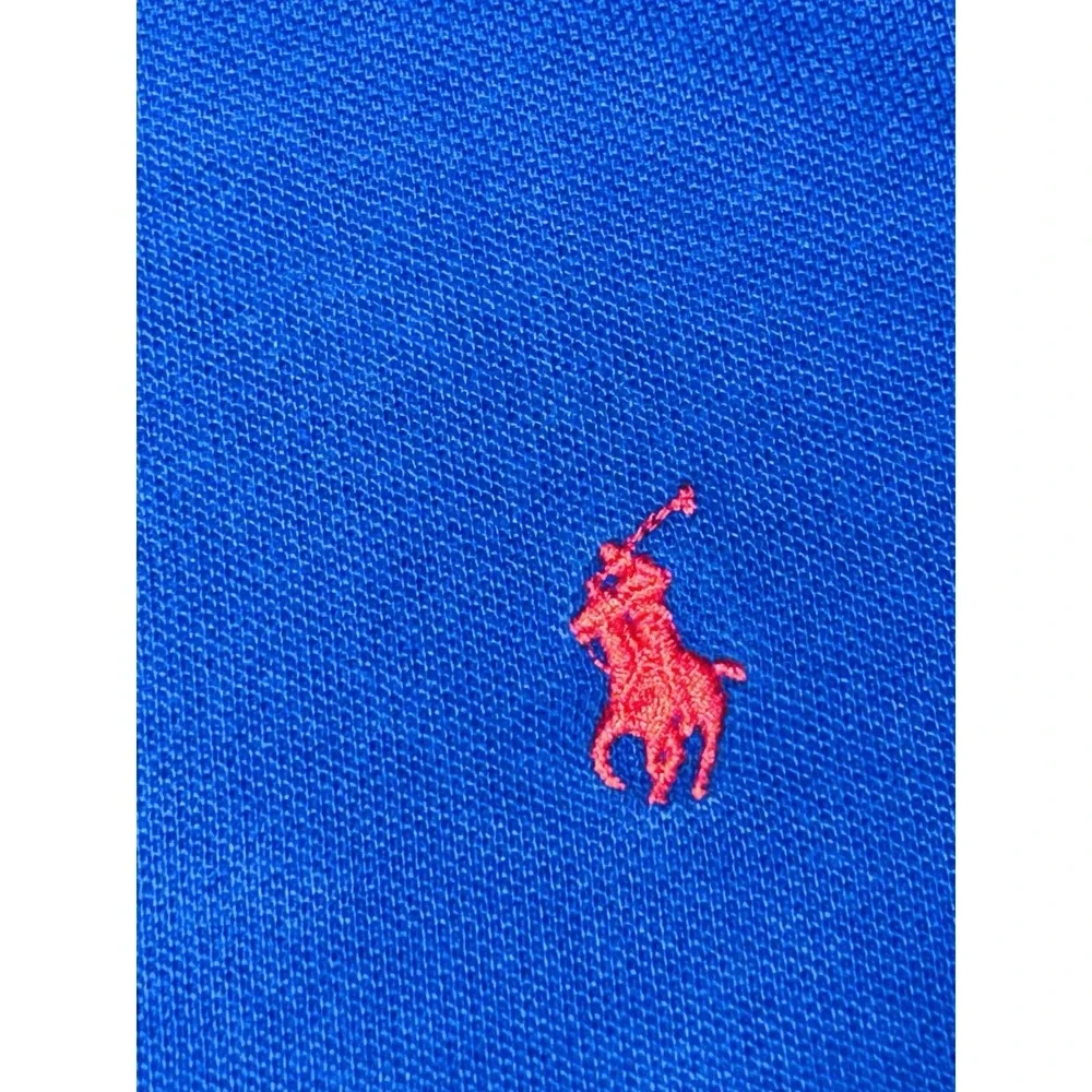 Polo By Ralph Lauren Blue Snap Rugby Polo Short Sleeve Shirt XXL Custom Fit VTG